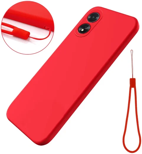 Oppo A18 / A38 Hoesje Siliconen Back Cover Rood afbeelding 4