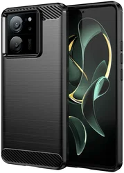 Xiaomi 13T/13T Pro Hoesje Geborsteld TPU Flexibele Back Cover Zwart afbeelding