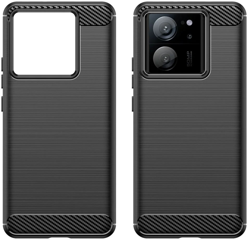 Xiaomi 13T/13T Pro Hoesje Geborsteld TPU Flexibele Back Cover Zwart afbeelding 2