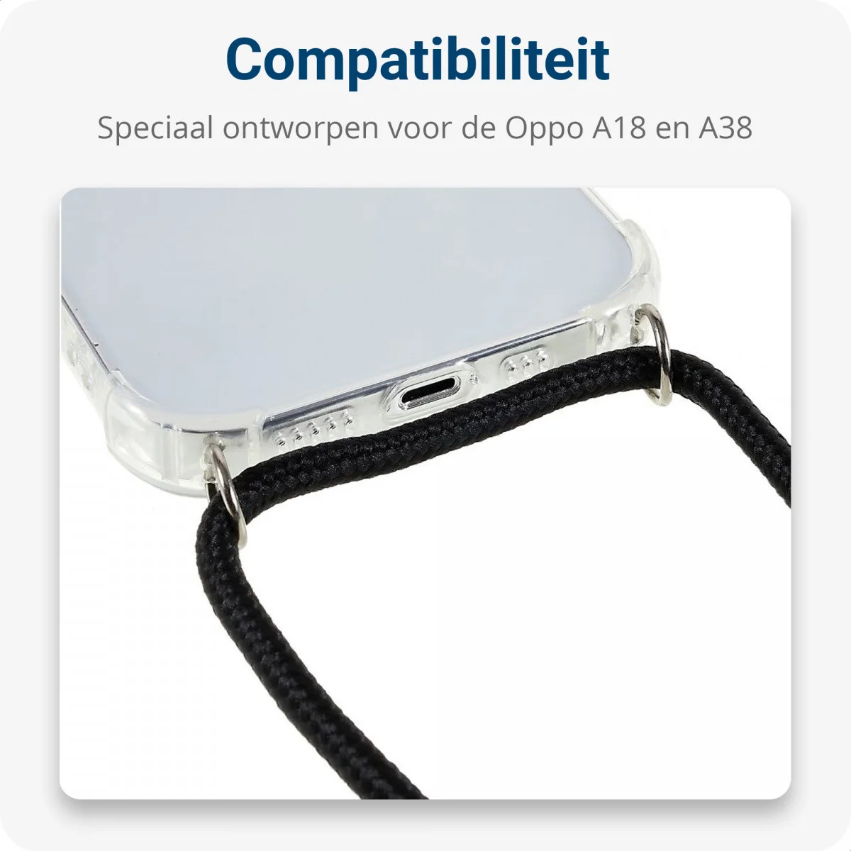 Oppo A18 / A38 Hoesje met Koord Schokbestendig TPU Transparant afbeelding 4