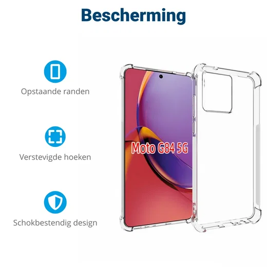 Motorola Moto G84 Hoesje Schokbestendig Dun TPU Back Cover Transparant afbeelding 4
