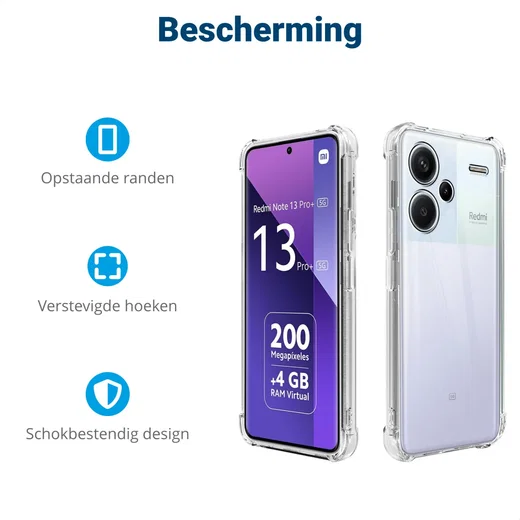 Xiaomi Redmi Note 13 Pro Plus Hoesje Schokbestendig TPU Transparant afbeelding 2