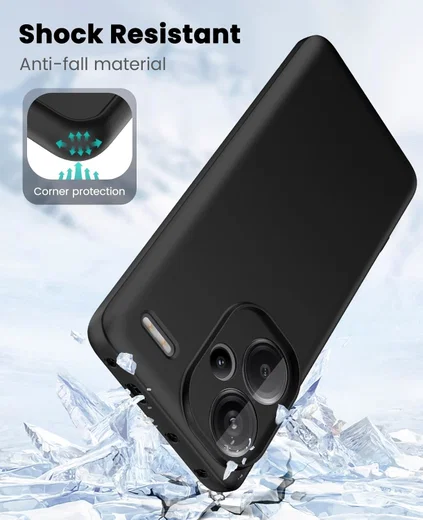 Xiaomi Redmi Note 13 Pro Plus Hoesje Matte Back Cover Dun TPU Zwart afbeelding 2