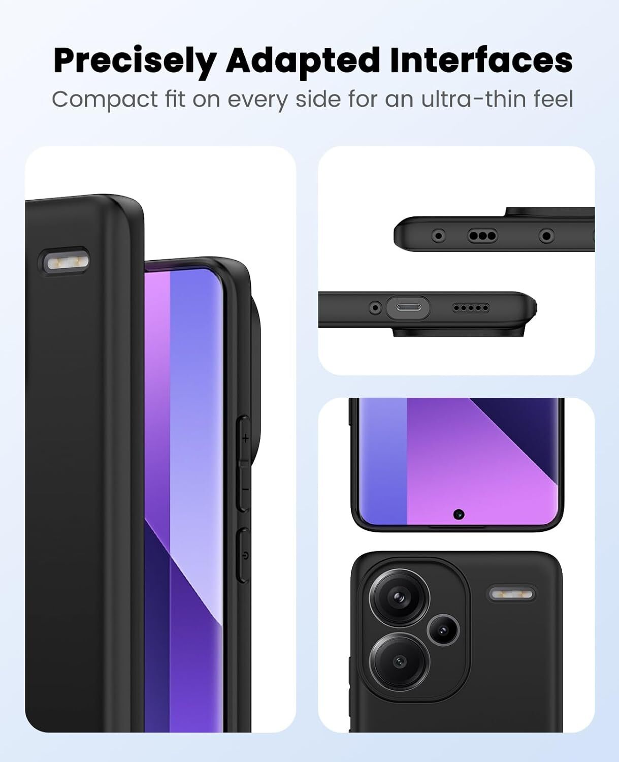 Xiaomi Redmi Note 13 Pro Plus Hoesje Matte Back Cover Dun TPU Zwart afbeelding 5