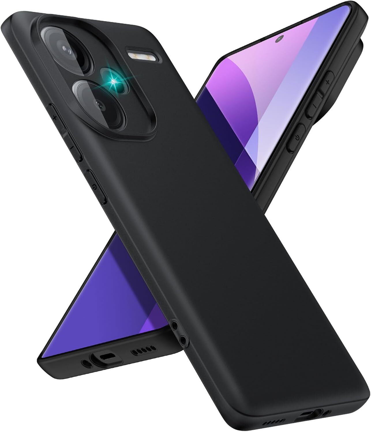 Xiaomi Redmi Note 13 Pro Plus Hoesje Matte Back Cover Dun TPU Zwart afbeelding 1