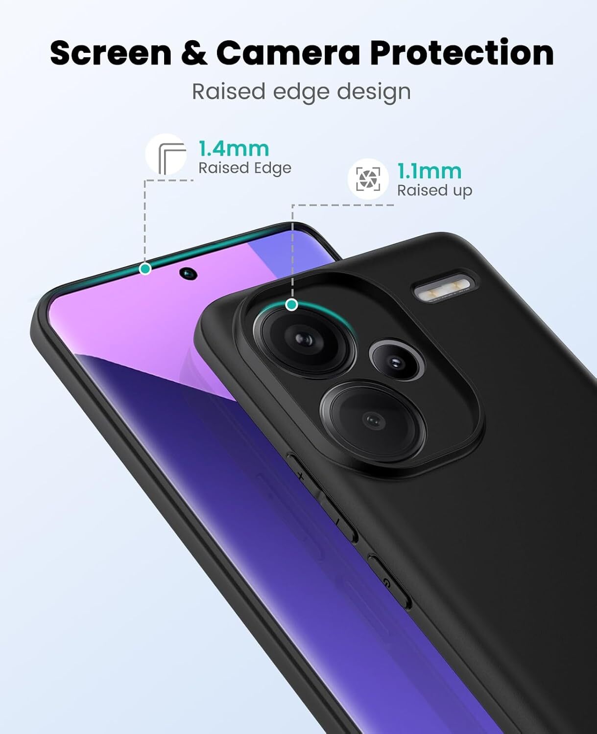 Xiaomi Redmi Note 13 Pro Plus Hoesje Matte Back Cover Dun TPU Zwart afbeelding 3