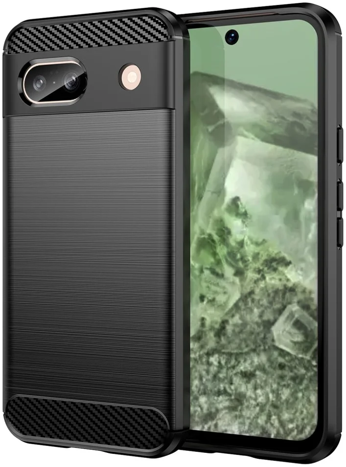 Google Pixel 8a Hoesje Geborsteld TPU Flexibele Back Cover Zwart afbeelding 1