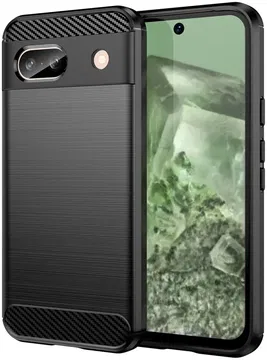 Google Pixel 8a Hoesje Geborsteld TPU Flexibele Back Cover Zwart