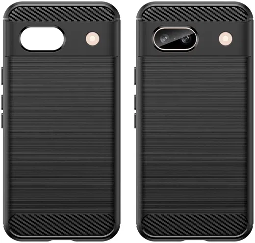 Google Pixel 8a Hoesje Geborsteld TPU Flexibele Back Cover Zwart afbeelding 2