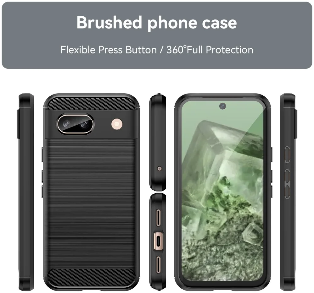 Google Pixel 8a Hoesje Geborsteld TPU Flexibele Back Cover Zwart afbeelding 9