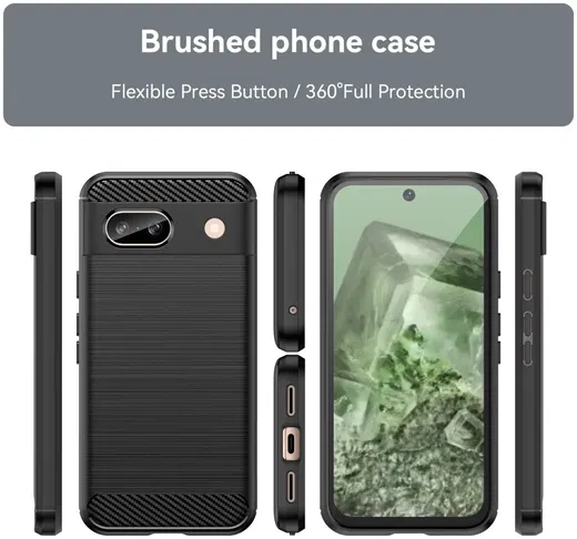 Google Pixel 8a Hoesje Geborsteld TPU Flexibele Back Cover Zwart afbeelding 9