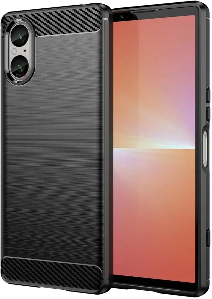 Sony Xperia 5 V Hoesje Geborsteld TPU Flexibele Back Cover Zwart afbeelding 1