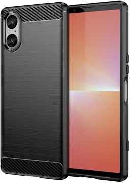 Sony Xperia 5 V Hoesje Geborsteld TPU Flexibele Back Cover Zwart