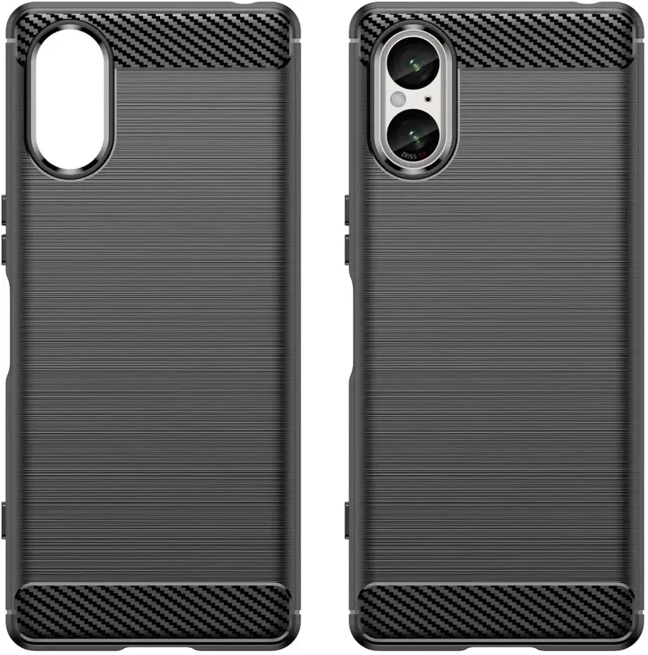 Sony Xperia 5 V Hoesje Geborsteld TPU Flexibele Back Cover Zwart afbeelding 2