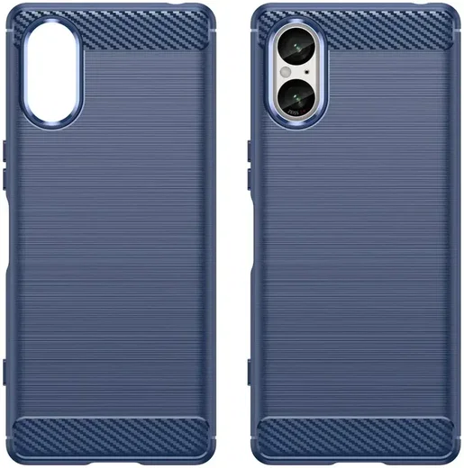 Sony Xperia 5 V Hoesje Geborsteld TPU Flexibele Back Cover Blauw afbeelding 2