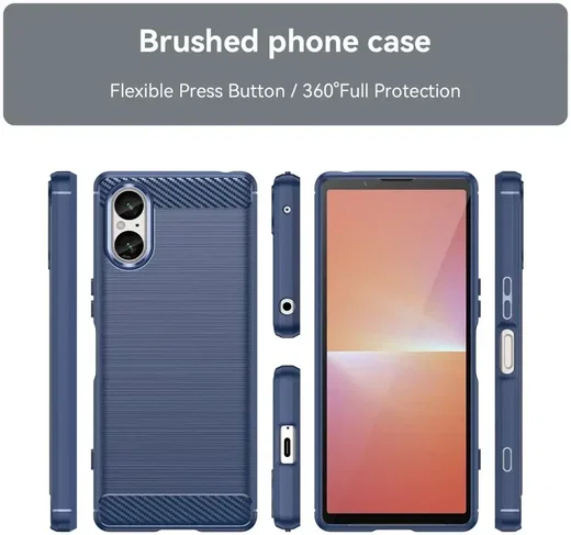 Sony Xperia 5 V Hoesje Geborsteld TPU Flexibele Back Cover Blauw afbeelding 4