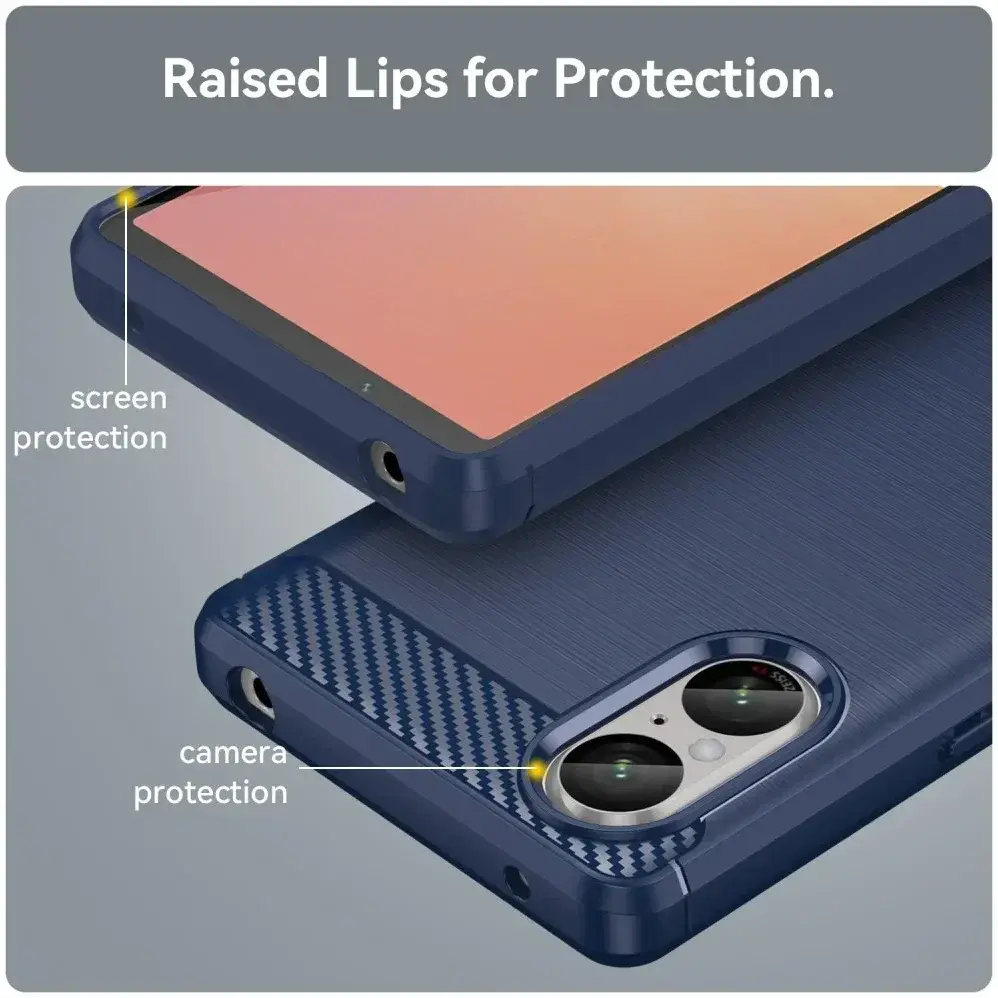 Sony Xperia 5 V Hoesje Geborsteld TPU Flexibele Back Cover Blauw afbeelding 8