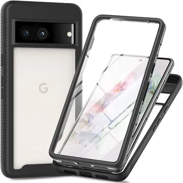 Google Pixel 8a Hoesje Full Protect 360° Cover Hybride Zwart