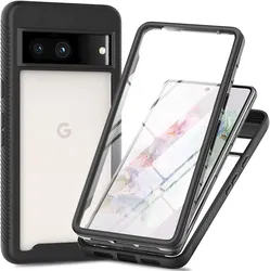 Google Pixel 8a Hoesje Full Protect 360° Cover Hybride Zwart afbeelding