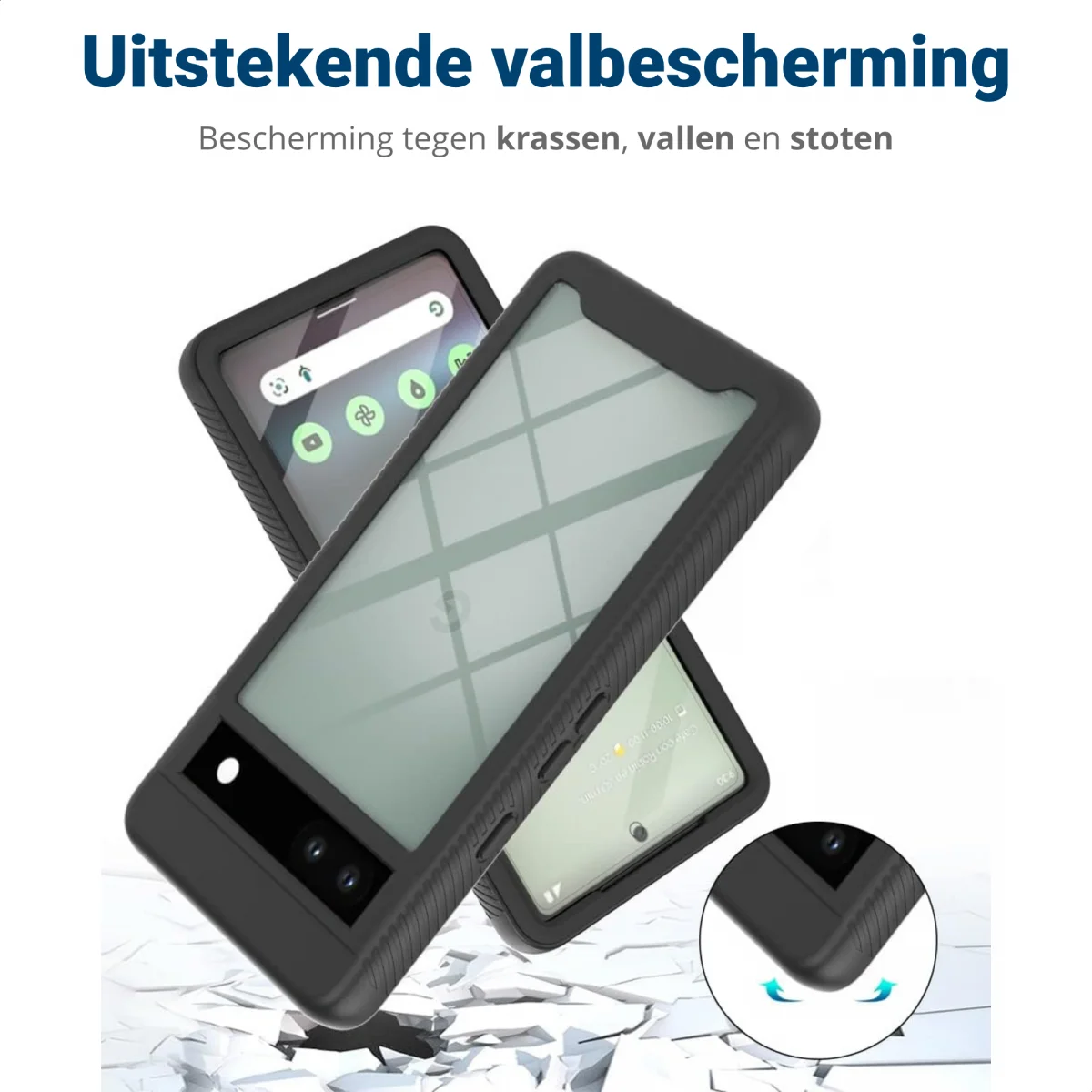 Google Pixel 8a Hoesje Full Protect 360° Cover Hybride Zwart afbeelding 4