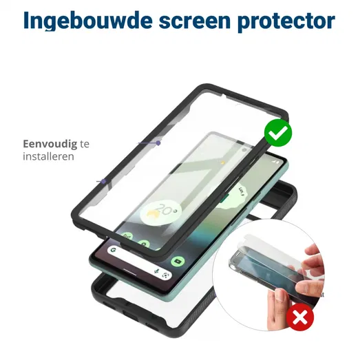 Google Pixel 8a Hoesje Full Protect 360° Cover Hybride Zwart afbeelding 5