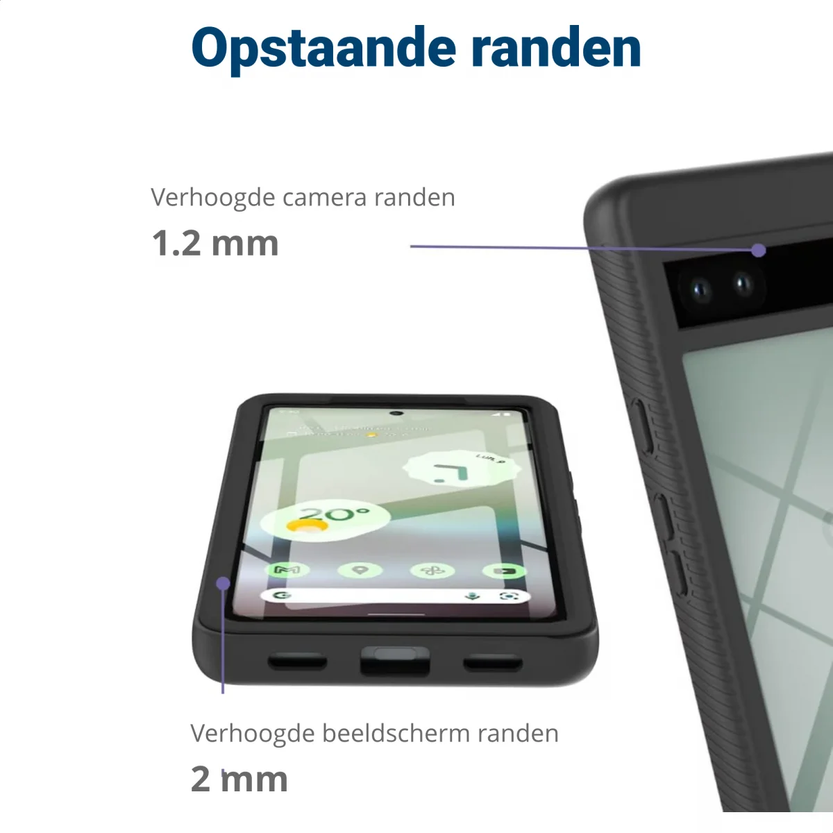 Google Pixel 8a Hoesje Full Protect 360° Cover Hybride Zwart afbeelding 6