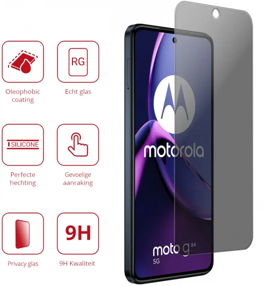 Rosso Motorola Moto G84 9H Tempered Glass Screen Protector Privacy afbeelding 2