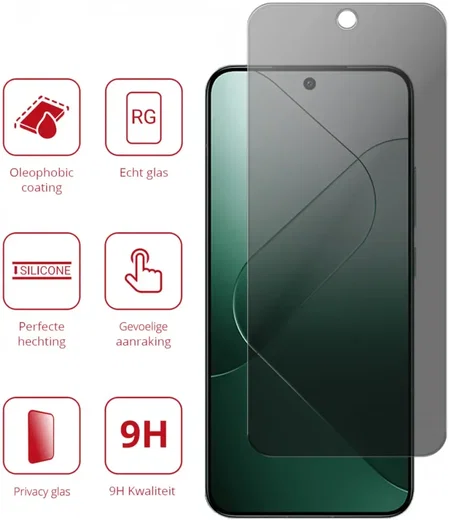 Rosso Xiaomi 14 9H Tempered Glass Screen Protector Privacy afbeelding 2