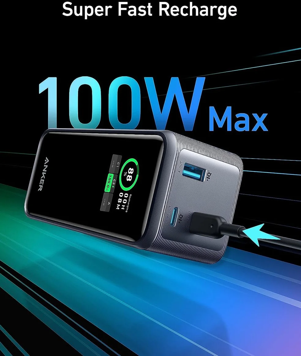 Anker 735 Prime (200W) Powerbank voor MacBook/Laptop 20.000 mAh Zwart afbeelding 7