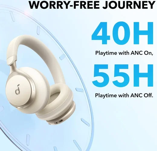 Anker SoundCore Space One Draadloze Koptelefoon Noise Cancelling Beige afbeelding 6