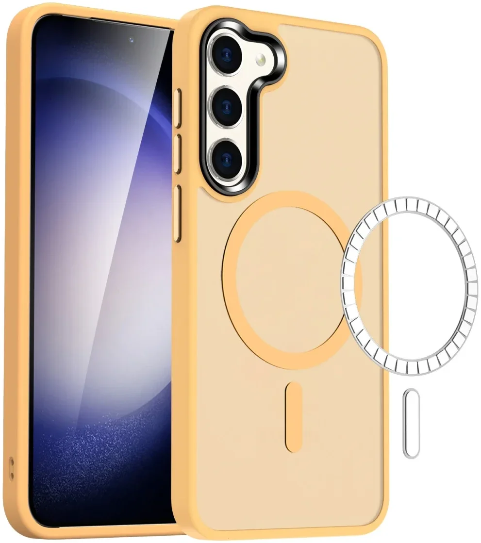 Samsung Galaxy S24 Hoesje met MagSafe Back Cover Matte Oranje afbeelding 1