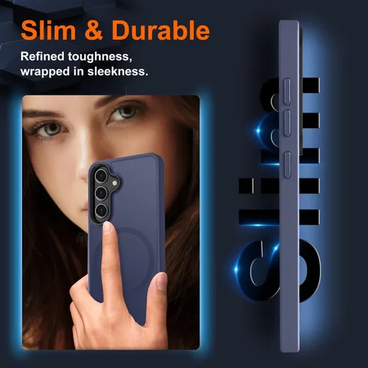 Samsung Galaxy S24 Hoesje met MagSafe Back Cover Matte Donkerblauw afbeelding 7