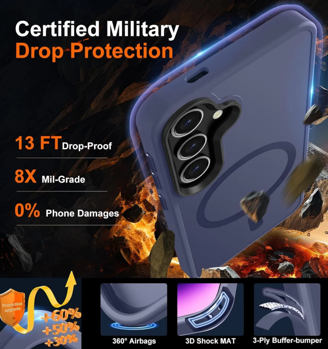 Samsung Galaxy S24 Hoesje met MagSafe Back Cover Matte Donkerblauw afbeelding 9