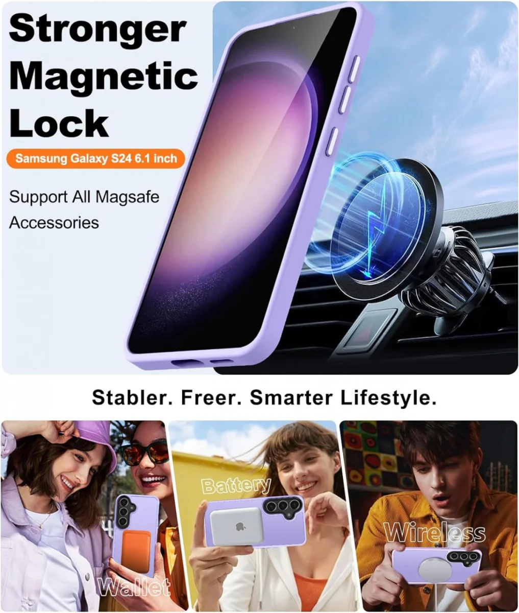 Samsung Galaxy S24 Hoesje met MagSafe Back Cover Matte Violet afbeelding 4