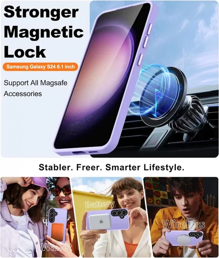 Samsung Galaxy S24 Hoesje met MagSafe Back Cover Matte Violet afbeelding 4