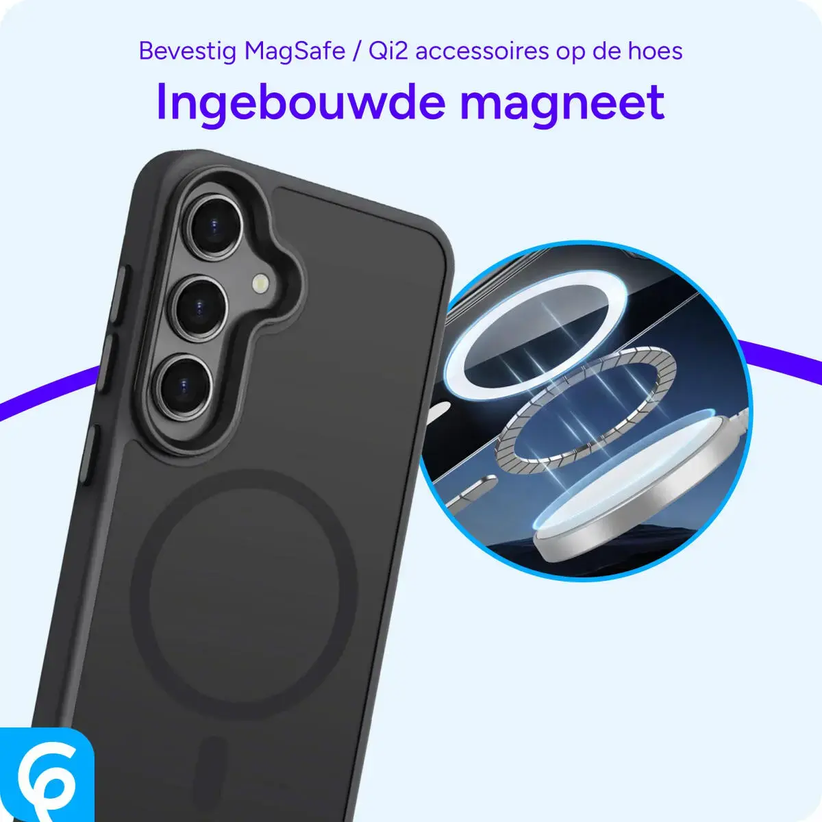 Samsung Galaxy S24 Hoesje met MagSafe Back Cover Matte Zwart afbeelding 4
