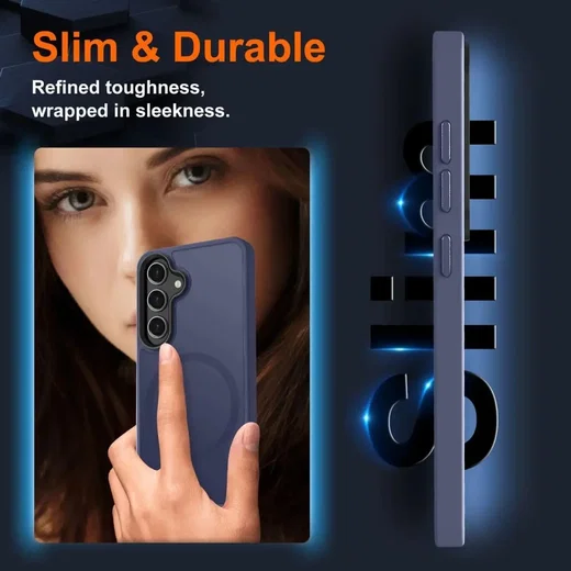 Samsung Galaxy S24 Hoesje met MagSafe Back Cover Matte Blauw afbeelding 11