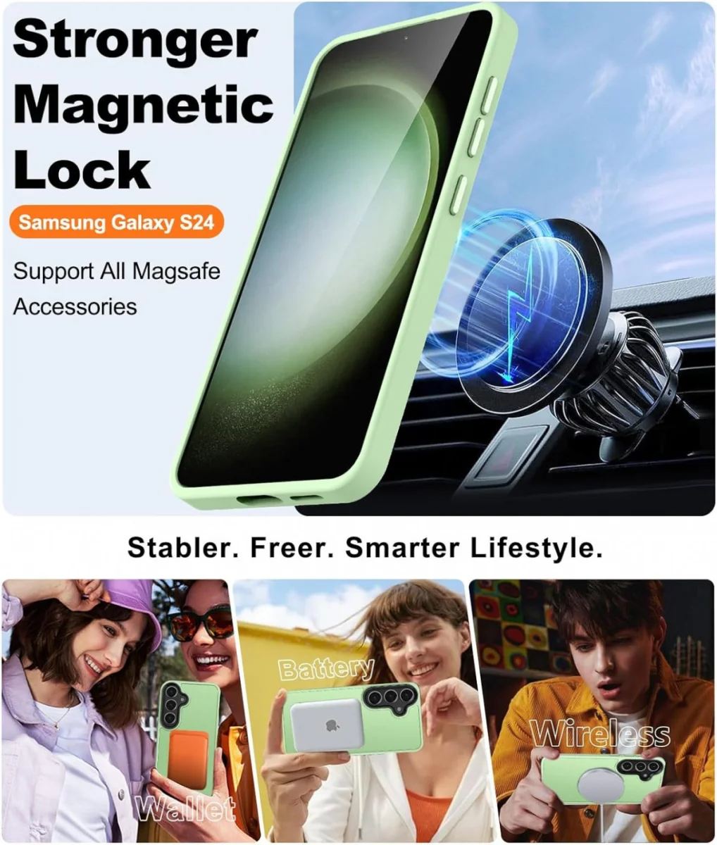 Samsung Galaxy S24 Plus Hoesje met MagSafe Matte Groen afbeelding 2