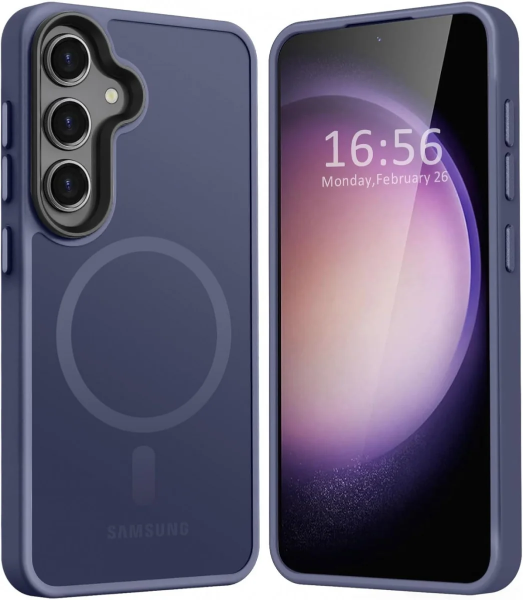 Samsung Galaxy S24 Plus Hoesje met MagSafe Matte Donker Blauw afbeelding 1