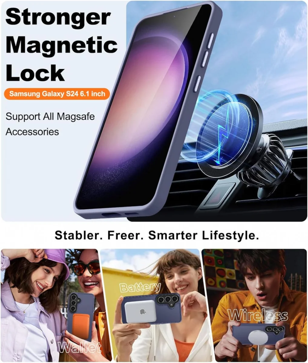 Samsung Galaxy S24 Plus Hoesje met MagSafe Matte Donker Blauw afbeelding 2