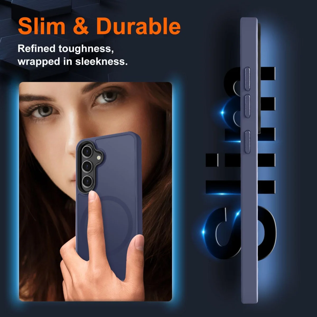 Samsung Galaxy S24 Plus Hoesje met MagSafe Matte Donker Blauw afbeelding 4