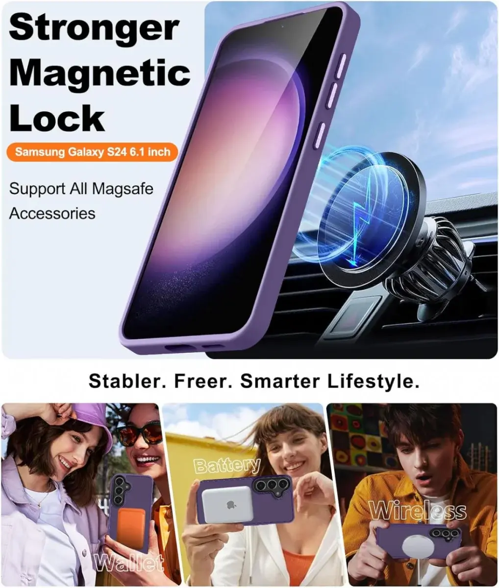 Samsung Galaxy S24 Plus Hoesje met MagSafe Matte Paars afbeelding 2