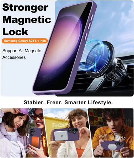Samsung Galaxy S24 Plus Hoesje met MagSafe Matte Paars afbeelding 2