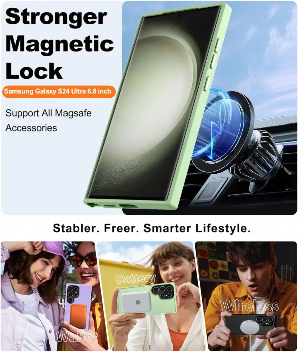 Samsung Galaxy S24 Ultra Hoesje met MagSafe Matte Groen afbeelding 2