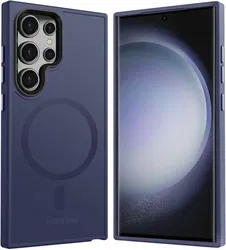 Samsung Galaxy S24 Ultra Hoesje met MagSafe Matte Donker Blauw afbeelding