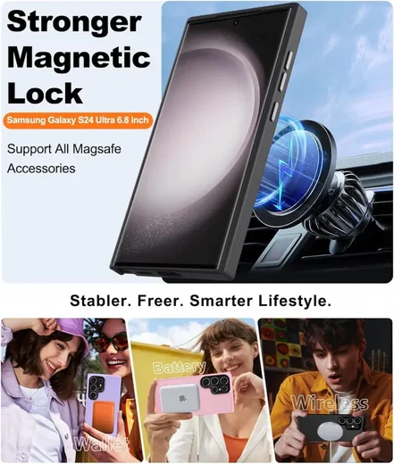 Samsung Galaxy S24 Ultra Hoesje met MagSafe Matte Zwart afbeelding 2