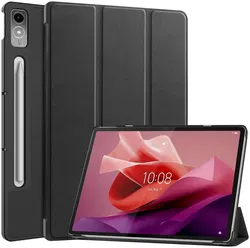Lenovo Tab P12 Hoes Tri-Fold Book Case met Standaard Zwart afbeelding