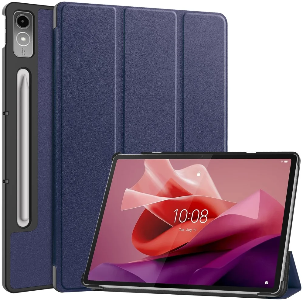 Lenovo Tab P12 Hoes Tri-Fold Book Case met Standaard Blauw afbeelding 1