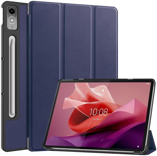 Lenovo Tab P12 Hoes Tri-Fold Book Case met Standaard Blauw afbeelding 1