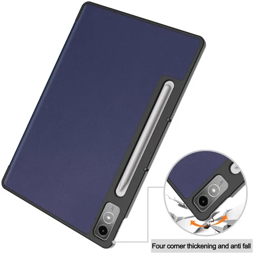 Lenovo Tab P12 Hoes Tri-Fold Book Case met Standaard Blauw afbeelding 3